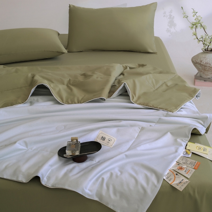 91家纺网 家纺一手货源 找家纺 盛凡家纺 2026新款133*72全棉A类55大豆抗菌夏被空调被夏凉被被子被芯（包检测） 水绿+松石绿