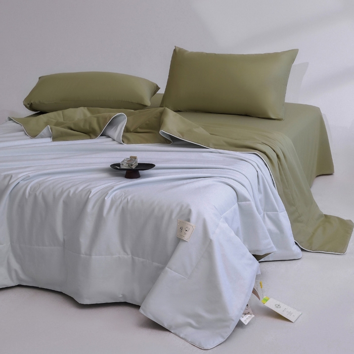 91家纺网 家纺一手货源 找家纺 盛凡家纺 2026新款133*72全棉A类55大豆抗菌夏被空调被夏凉被被子被芯（包检测） 水绿+松石绿