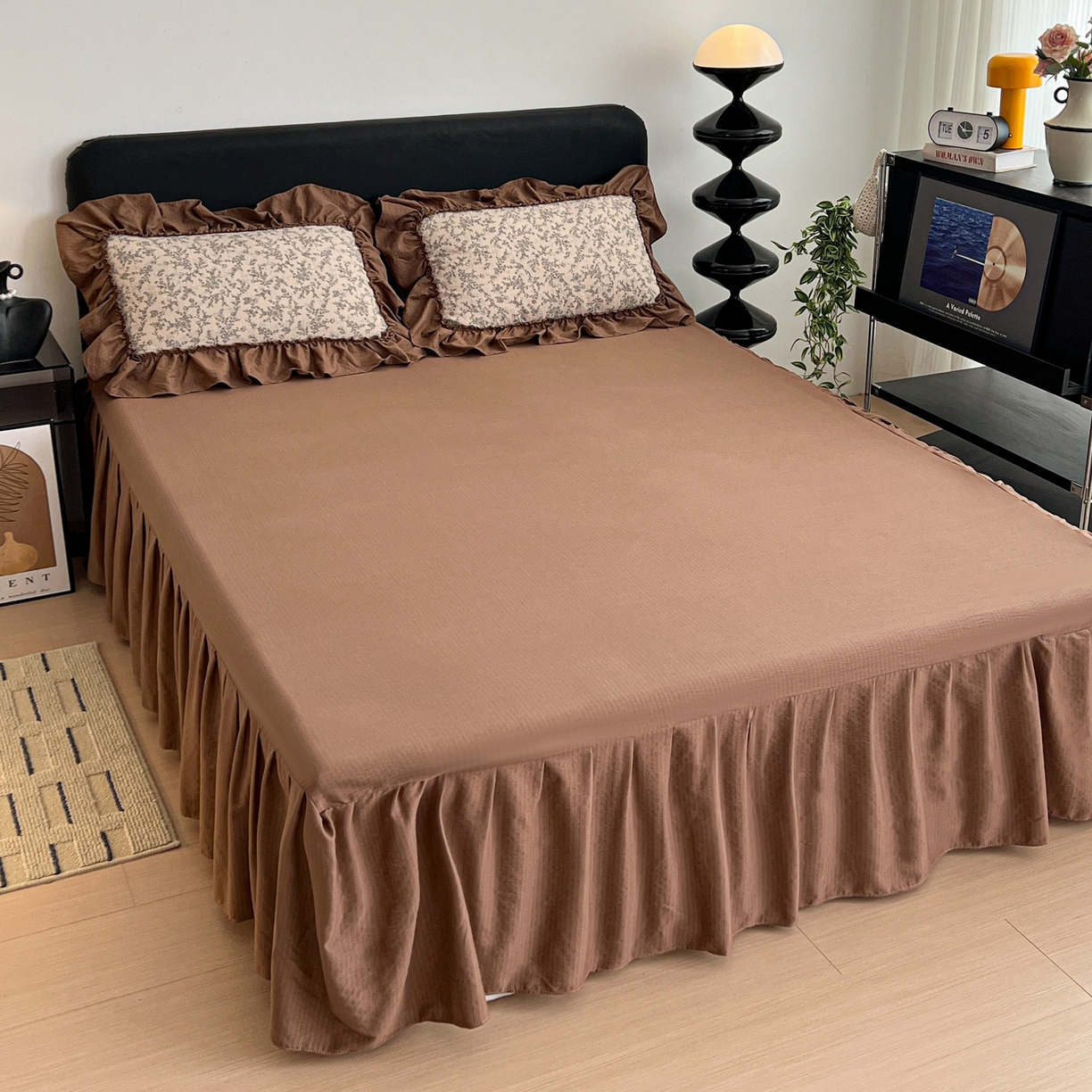 91家纺网 家纺一手货源 找家纺 （总）富米莱（原臻工厂） 2026新款敲可爱奶呼呼云感双层纱韩国大布袋韩版大花边床盖床裙四件套-超级治愈