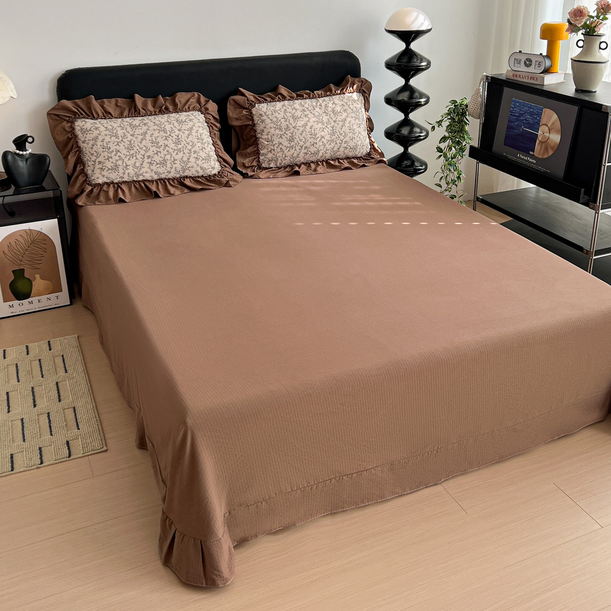 91家纺网 家纺一手货源 找家纺 （总）富米莱（原臻工厂） 2026新款敲可爱奶呼呼云感双层纱韩国大布袋韩版大花边床盖床裙四件套-超级治愈