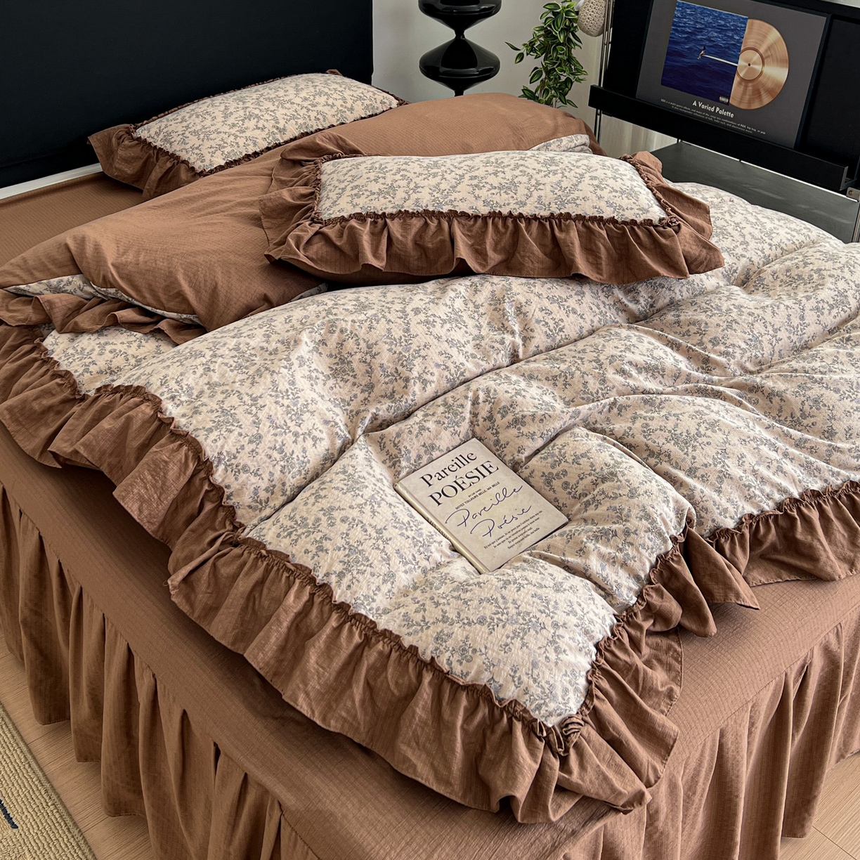 91家纺网 家纺一手货源 找家纺 （总）富米莱（原臻工厂） 2026新款敲可爱奶呼呼云感双层纱韩国大布袋韩版大花边床盖床裙四件套-超级治愈