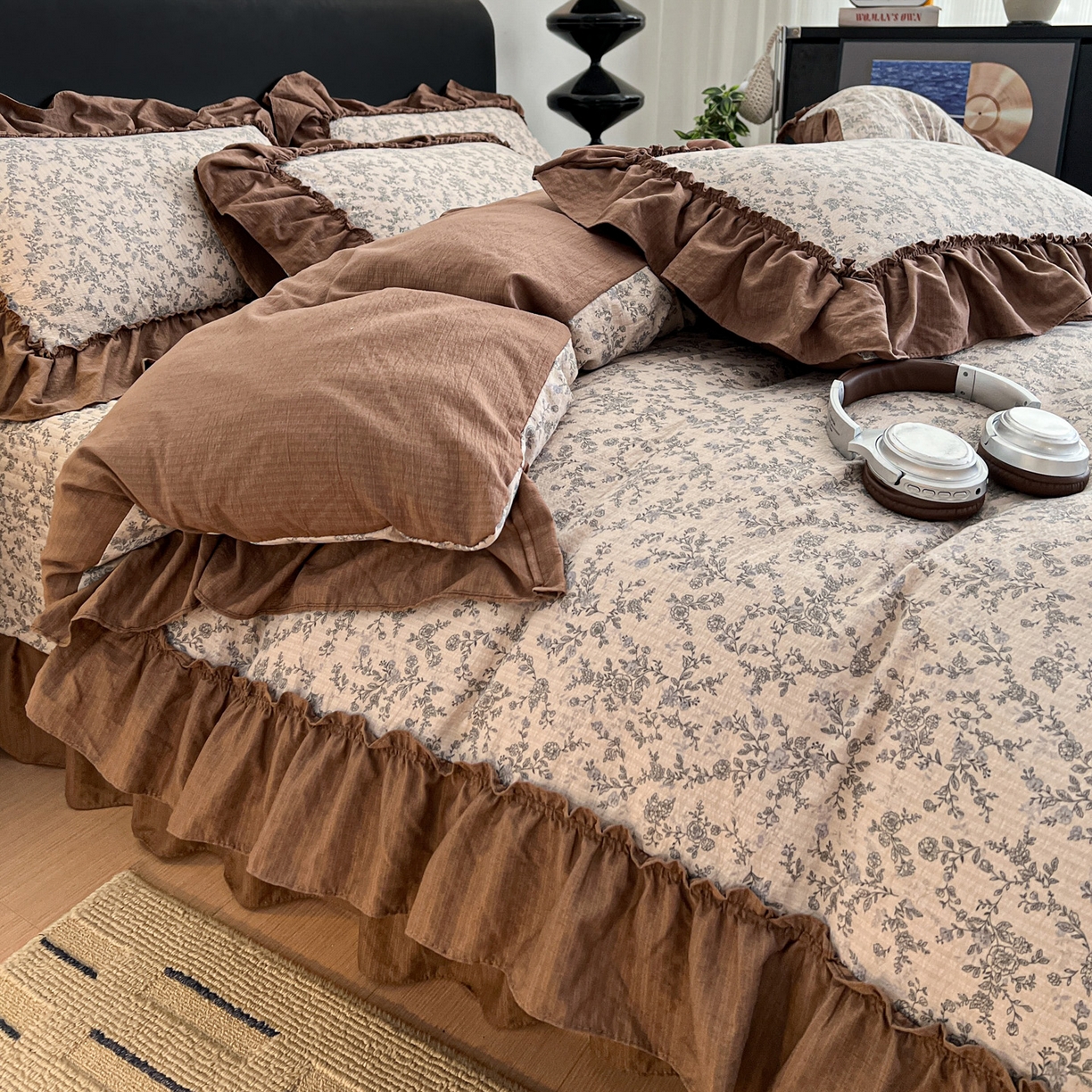 91家纺网 家纺一手货源 找家纺 （总）富米莱（原臻工厂） 2026新款敲可爱奶呼呼云感双层纱韩国大布袋韩版大花边床盖床裙四件套-超级治愈