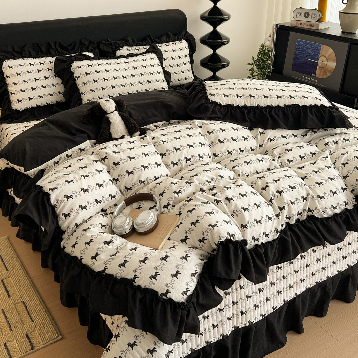 91家纺网 家纺一手货源 找家纺 （总）富米莱（原臻工厂） 2026新款敲可爱奶呼呼云感双层纱韩国大布袋韩版大花边床盖床裙四件套-超级治愈