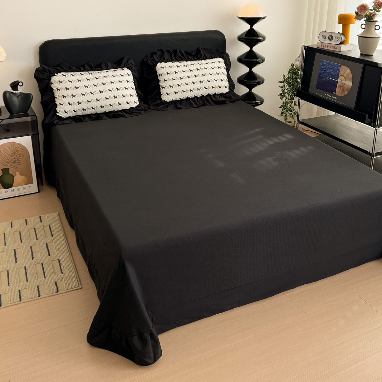 91家纺网 家纺一手货源 找家纺 富米莱（原臻工厂） 2026新款敲可爱奶呼呼云感双层纱韩国大布袋韩版大花边床盖床裙四件套-超级治愈 木马