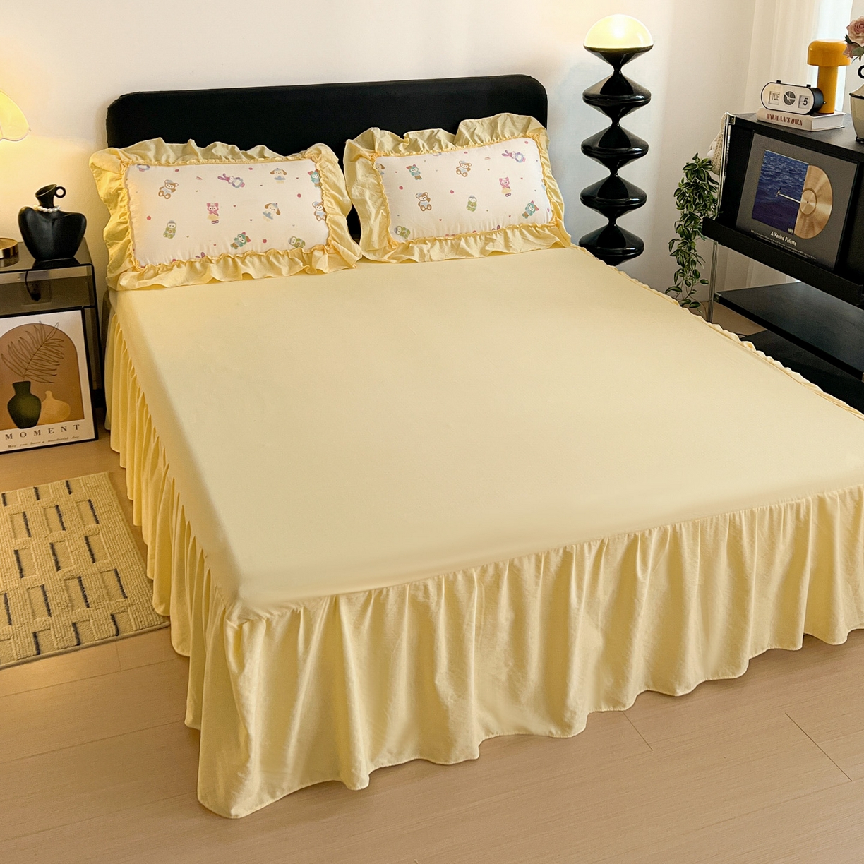 91家纺网 家纺一手货源 找家纺 富米莱（原臻工厂） 2026新款敲可爱奶呼呼云感双层纱韩国大布袋韩版大花边床盖床裙四件套-超级治愈 七宝