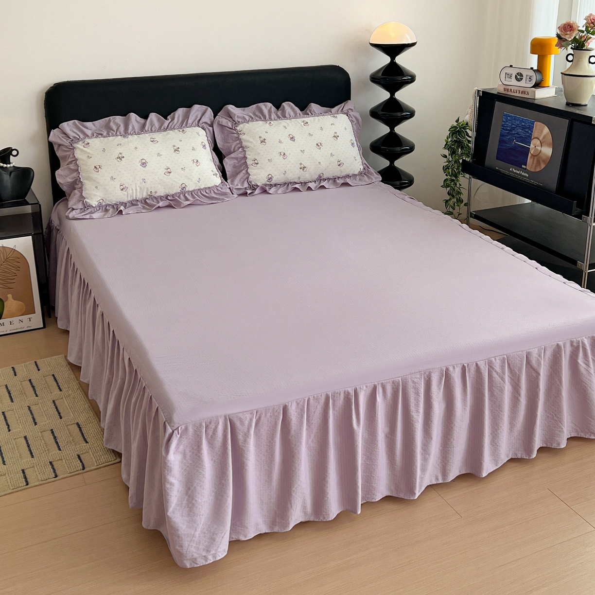 91家纺网 家纺一手货源 找家纺 富米莱（原臻工厂） 2026新款敲可爱奶呼呼云感双层纱韩国大布袋韩版大花边床盖床裙四件套-超级治愈 裙子小兔