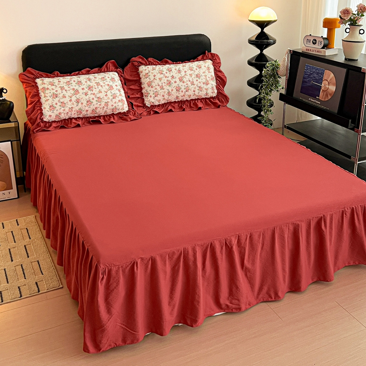 91家纺网 家纺一手货源 找家纺 富米莱（原臻工厂） 2026新款敲可爱奶呼呼云感双层纱韩国大布袋韩版大花边床盖床裙四件套-超级治愈 星眠云野