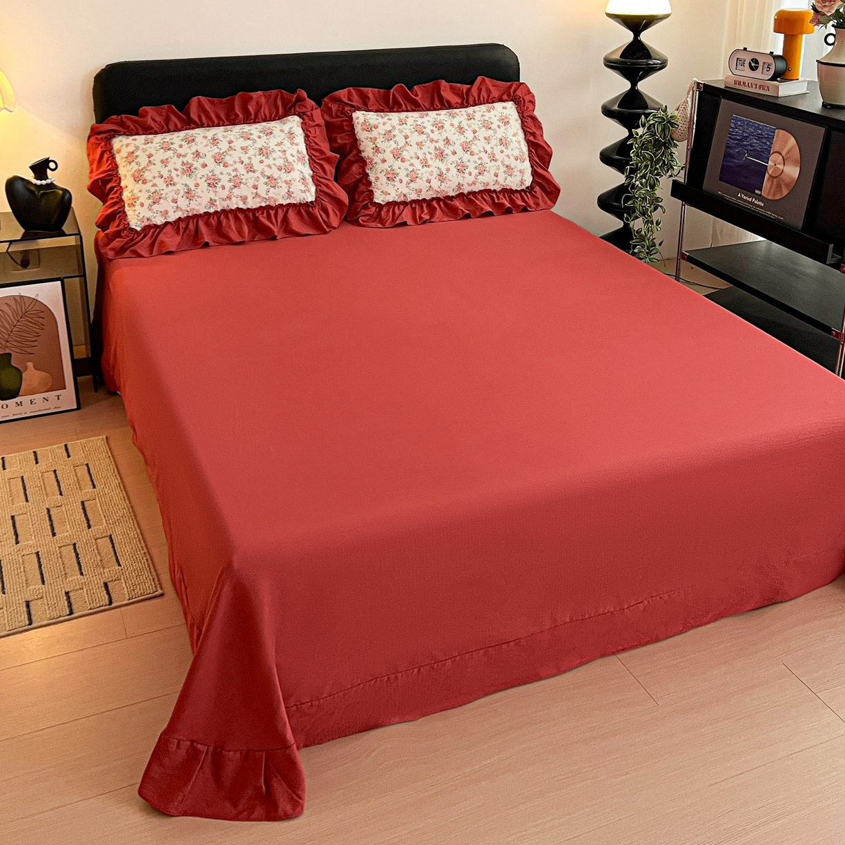 91家纺网 家纺一手货源 找家纺 富米莱（原臻工厂） 2026新款敲可爱奶呼呼云感双层纱韩国大布袋韩版大花边床盖床裙四件套-超级治愈 星眠云野