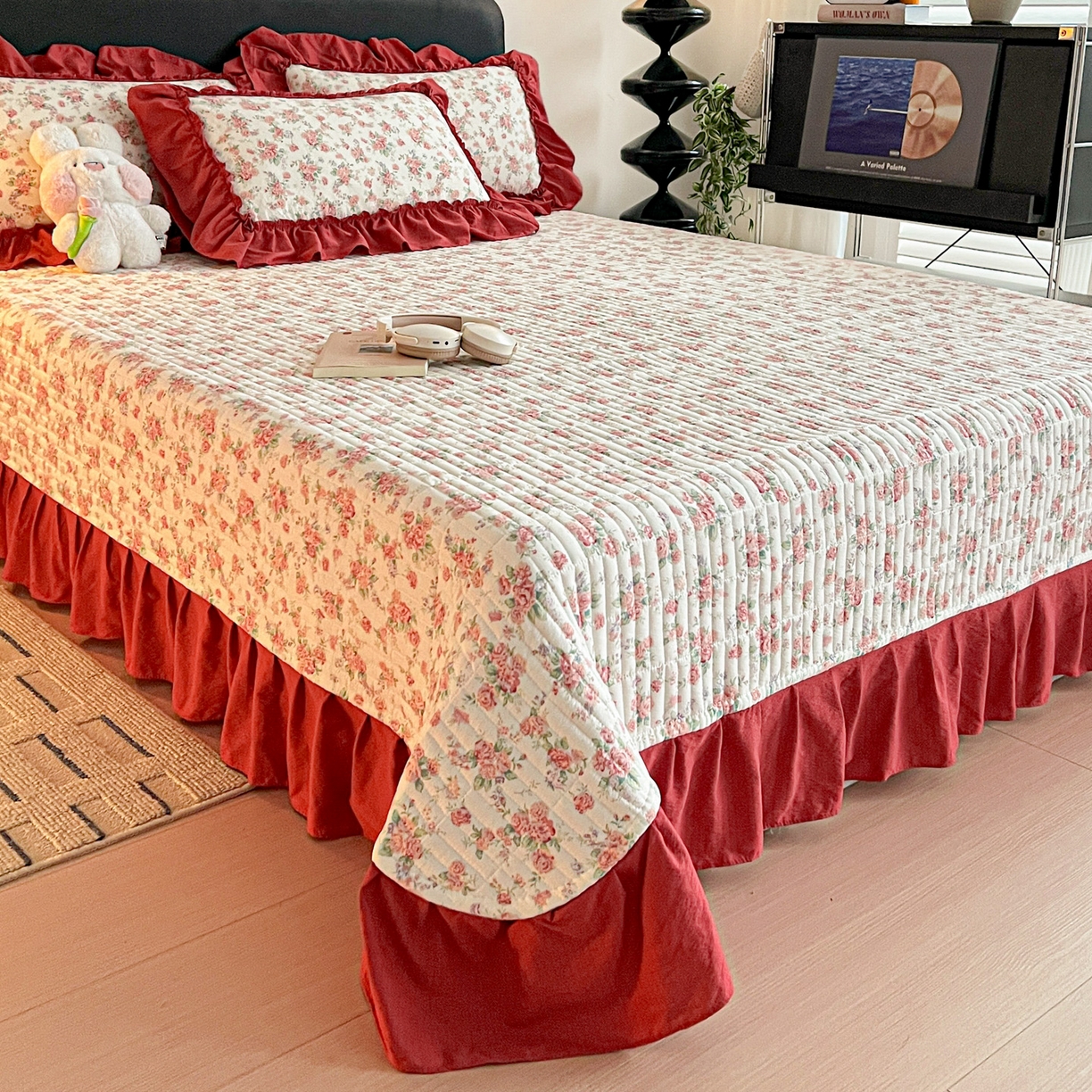 91家纺网 家纺一手货源 找家纺 富米莱（原臻工厂） 2026新款敲可爱奶呼呼云感双层纱韩国大布袋韩版大花边床盖床裙四件套-超级治愈 星眠云野