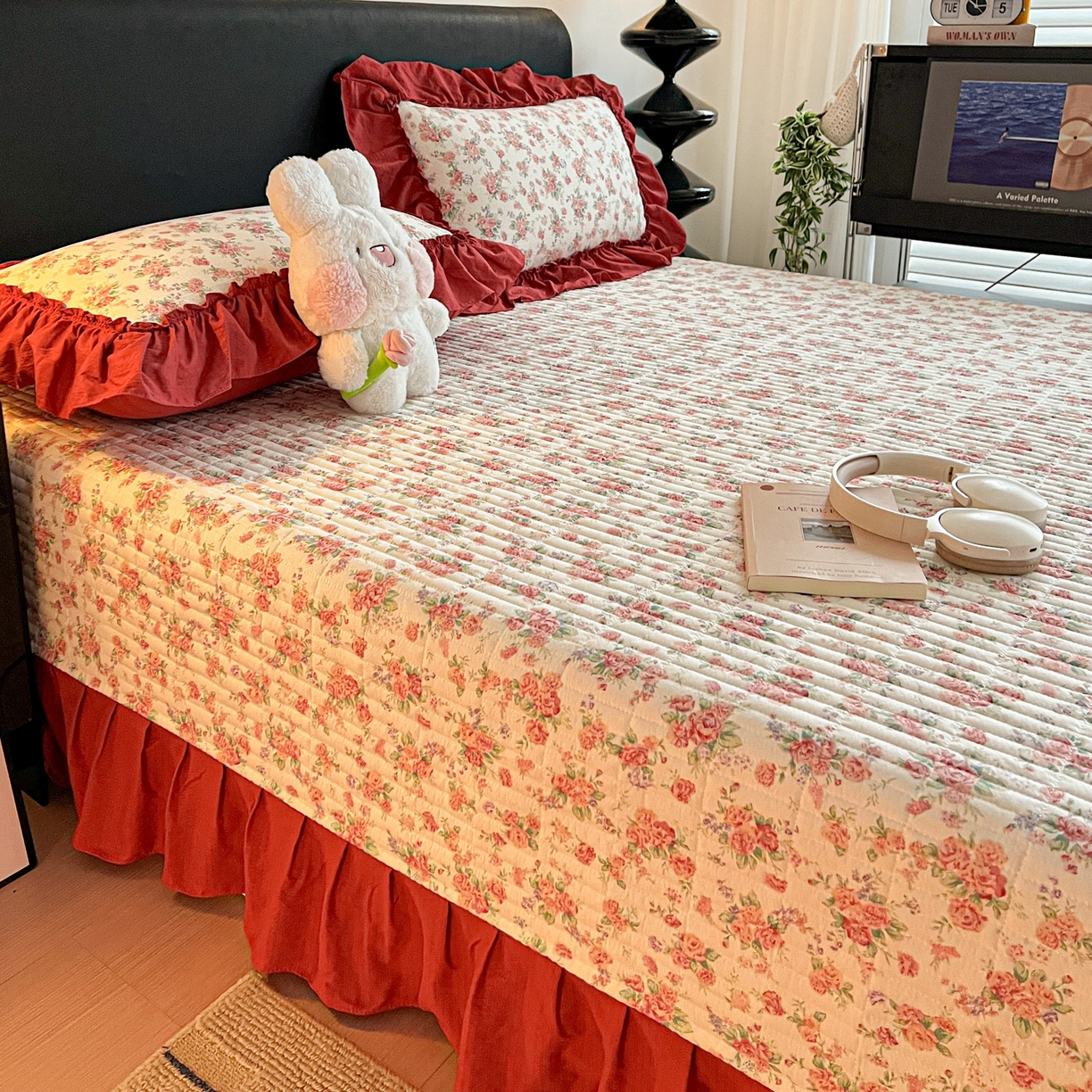 91家纺网 家纺一手货源 找家纺 富米莱（原臻工厂） 2026新款敲可爱奶呼呼云感双层纱韩国大布袋韩版大花边床盖床裙四件套-超级治愈 星眠云野