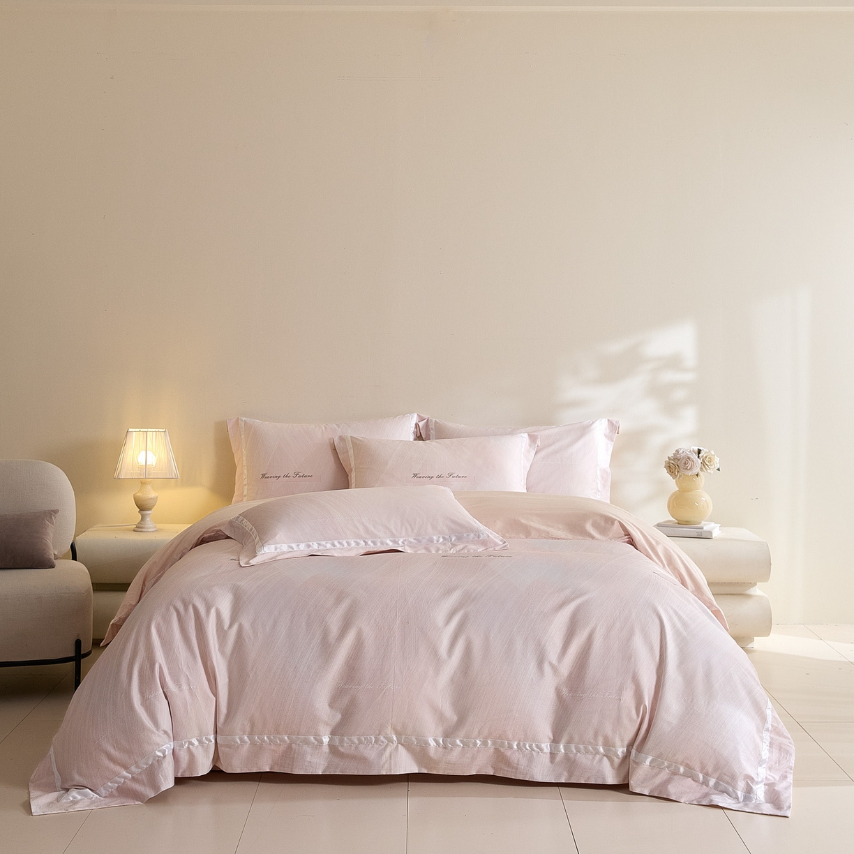 新方向 2026新款数码印花50s双股全棉贡缎长绒棉四件套-迷境（严格控价 标准328元 加大348元） 迷境-蔷薇粉