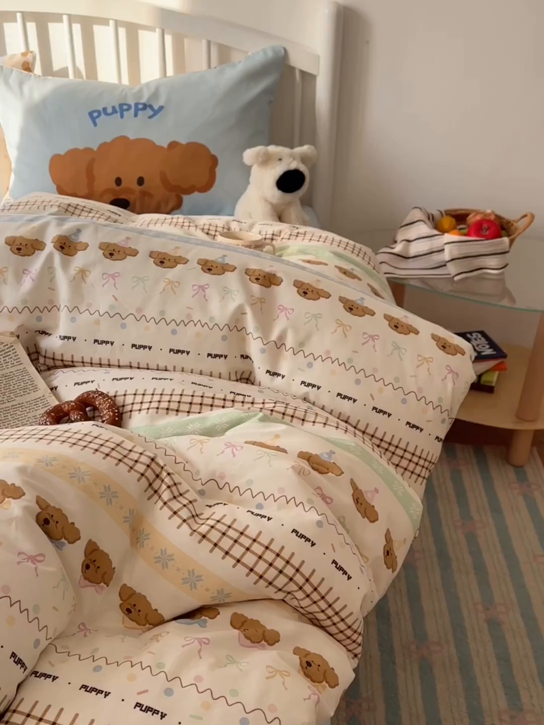 91家纺网 家纺一手货源 找家纺 （总）桃喜 2026新款全棉混搭卡通印花学生三件套四件套