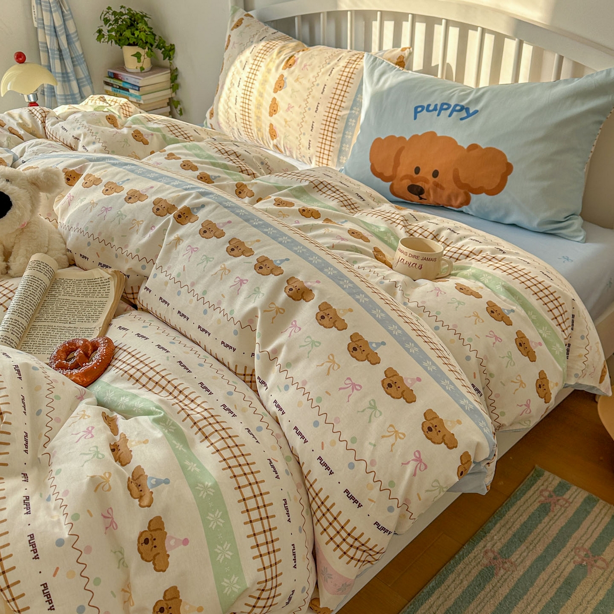 91家纺网 家纺一手货源 找家纺 （总）桃喜 2026新款全棉混搭卡通印花学生三件套四件套