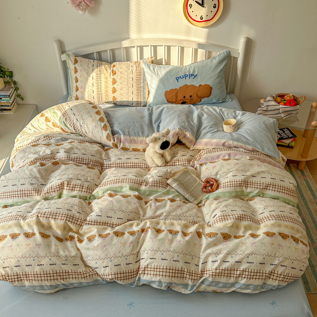 91家纺网 家纺一手货源 找家纺 （总）桃喜 2026新款全棉混搭卡通印花学生三件套四件套