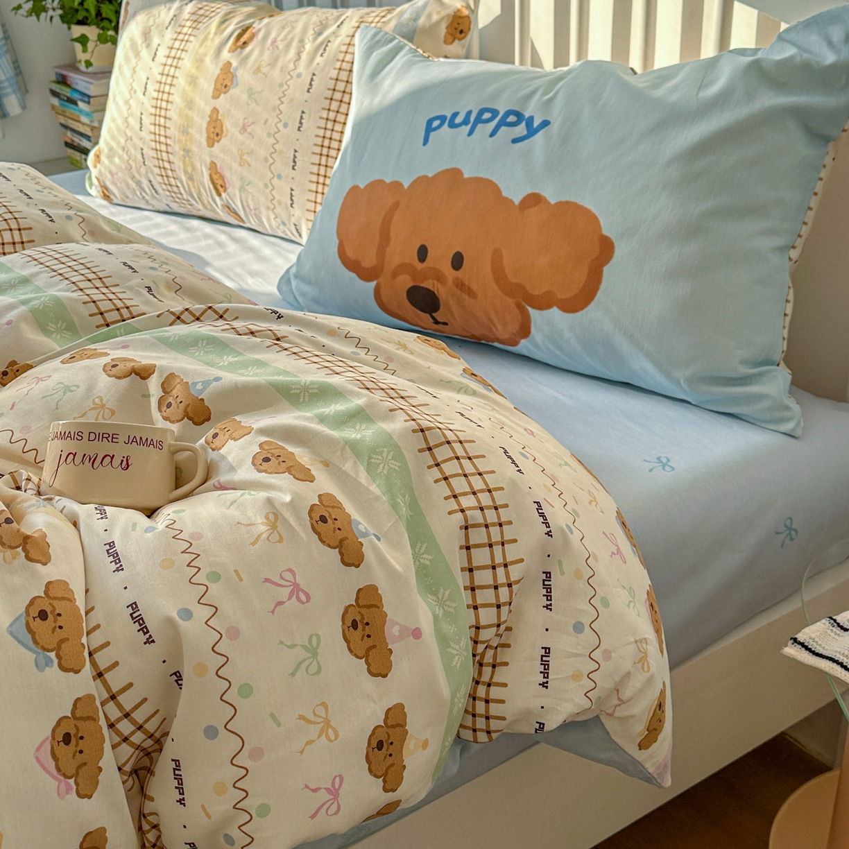 91家纺网 家纺一手货源 找家纺 （总）桃喜 2026新款全棉混搭卡通印花学生三件套四件套