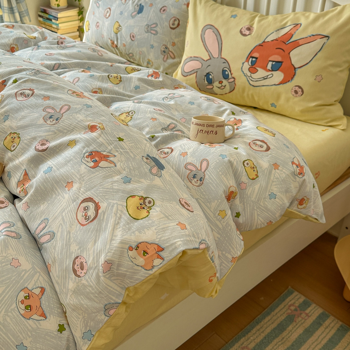 91家纺网 家纺一手货源 找家纺 （总）桃喜 2026新款全棉混搭卡通印花学生三件套四件套