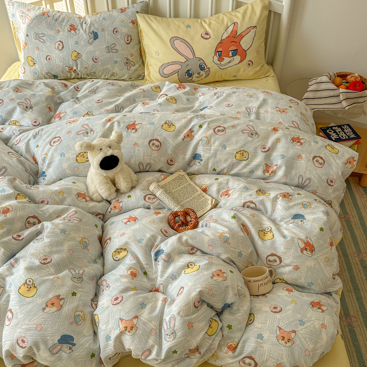 91家纺网 家纺一手货源 找家纺 桃喜 2026新款全棉混搭卡通印花学生三件套四件套 可爱动物团