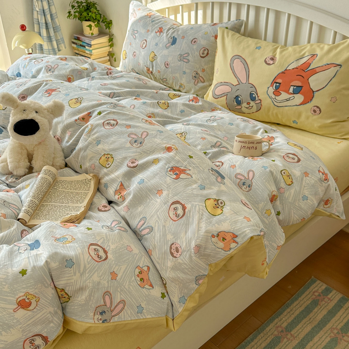 91家纺网 家纺一手货源 找家纺 桃喜 2026新款全棉混搭卡通印花学生三件套四件套 可爱动物团