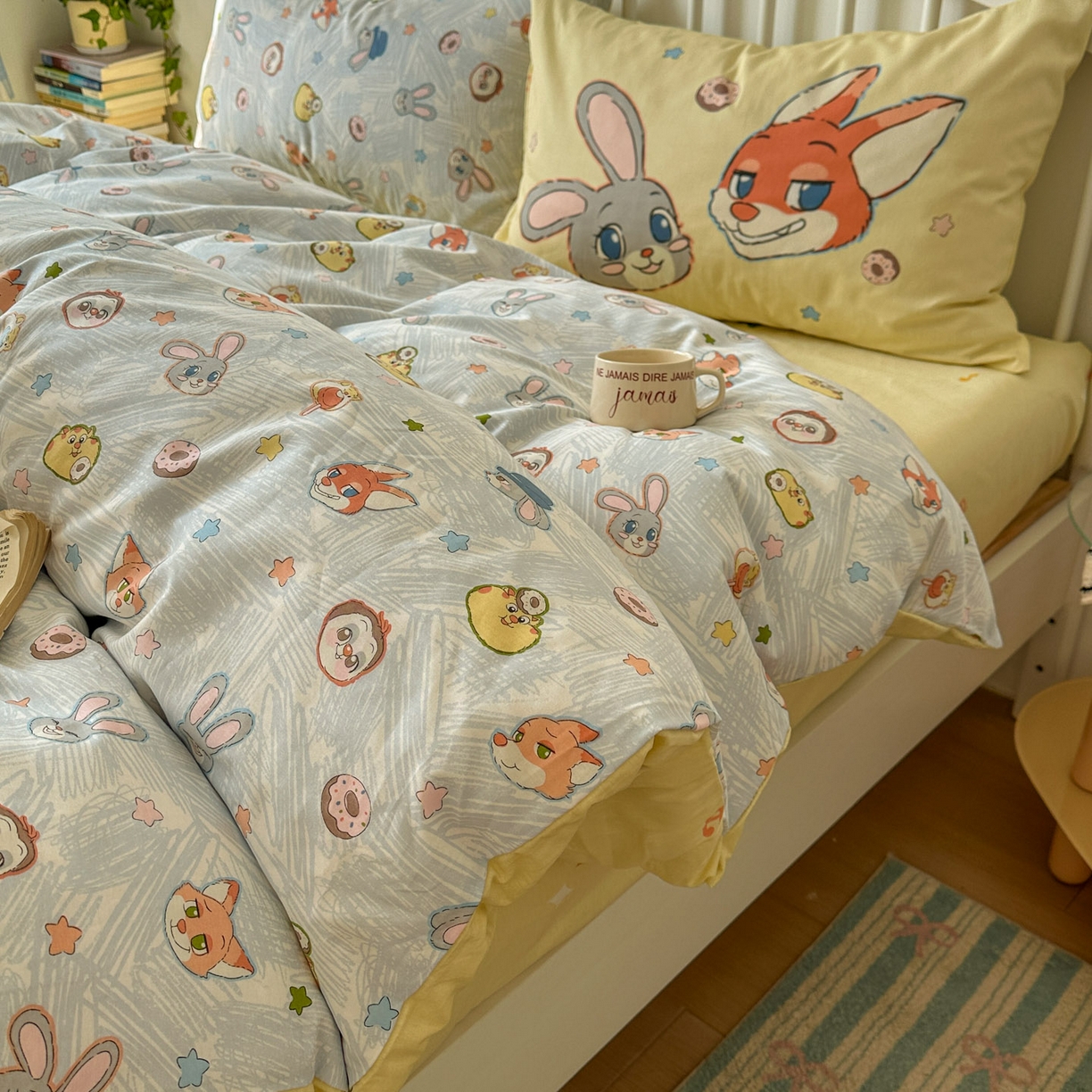 91家纺网 家纺一手货源 找家纺 桃喜 2026新款全棉混搭卡通印花学生三件套四件套 可爱动物团