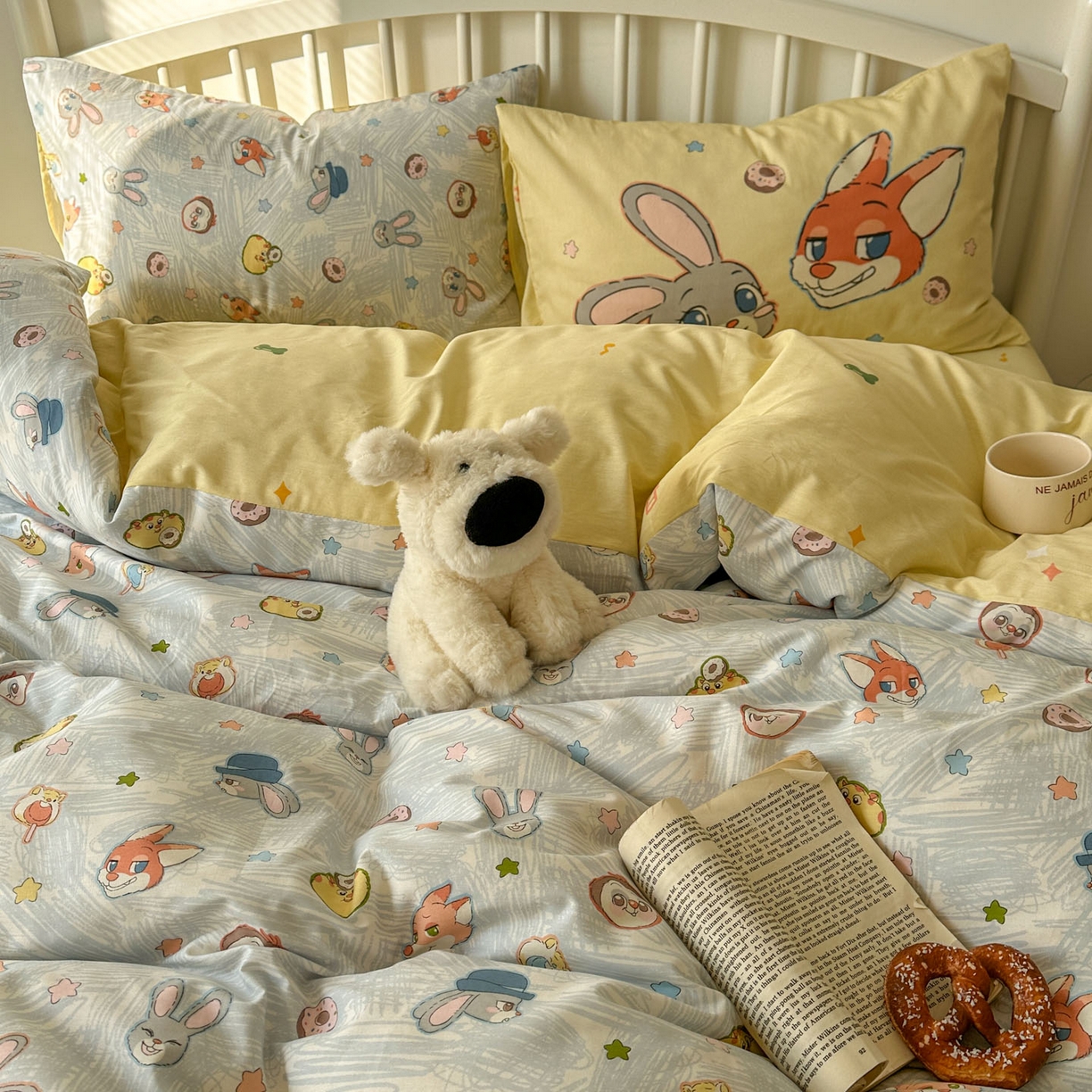 91家纺网 家纺一手货源 找家纺 桃喜 2026新款全棉混搭卡通印花学生三件套四件套 可爱动物团