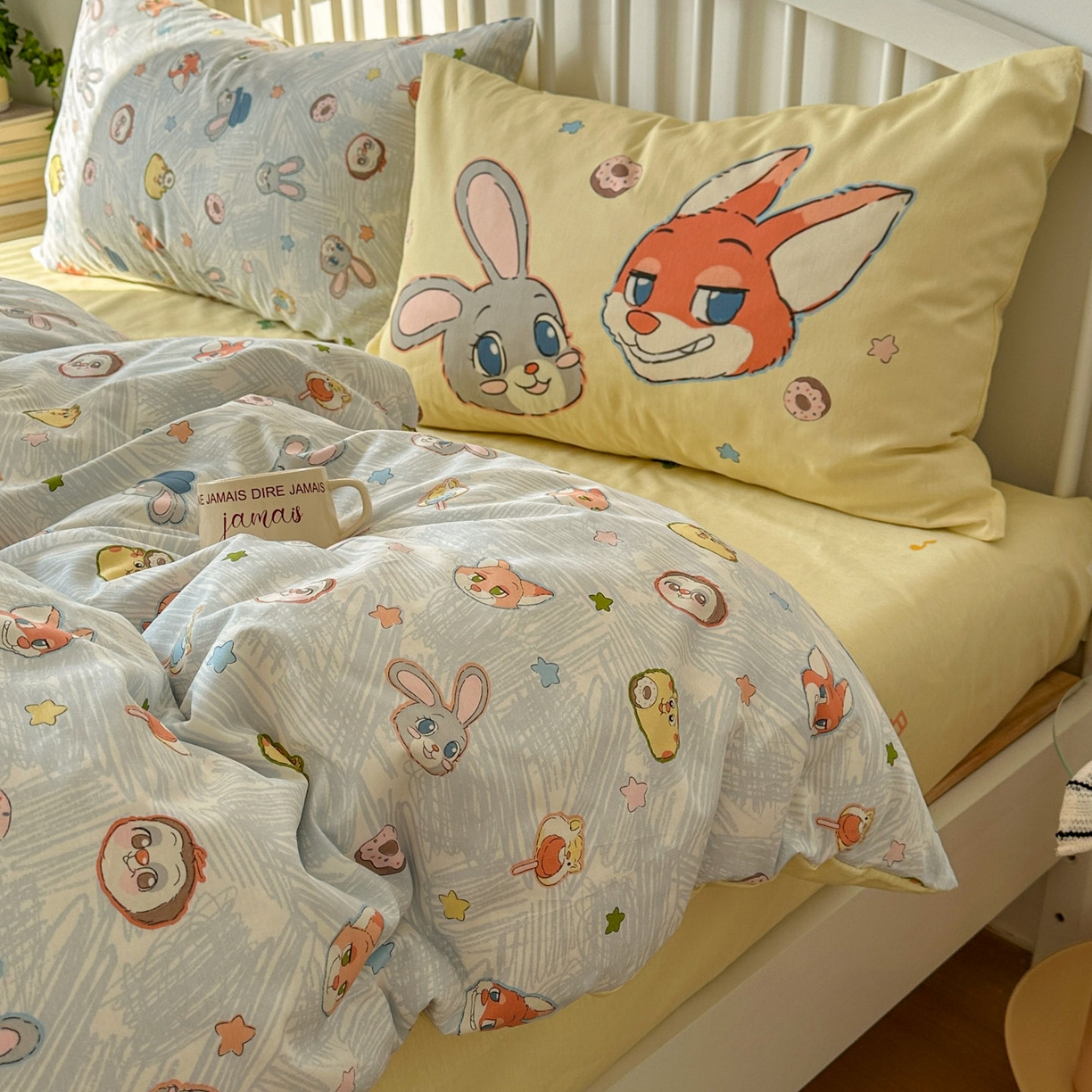 91家纺网 家纺一手货源 找家纺 桃喜 2026新款全棉混搭卡通印花学生三件套四件套 可爱动物团