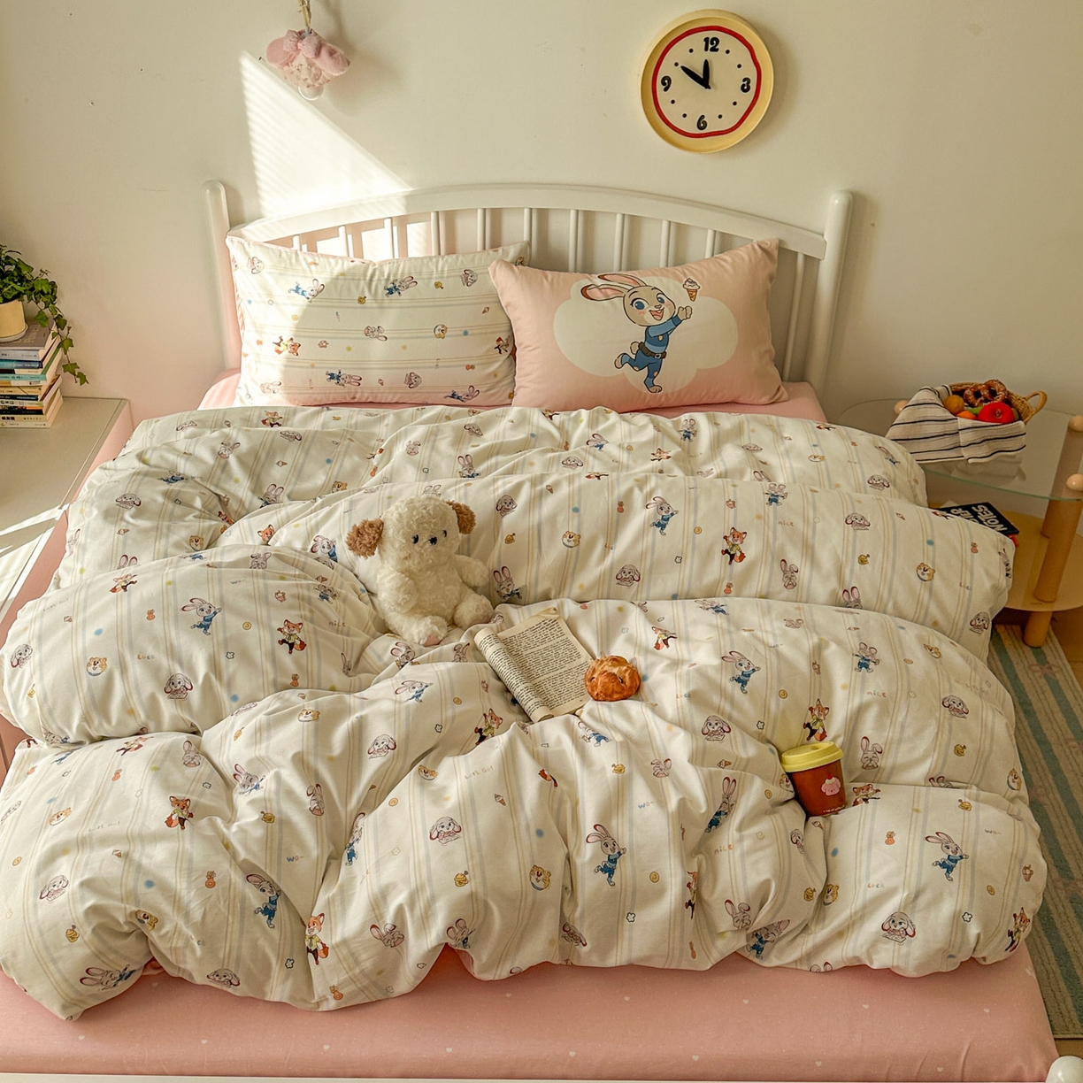 91家纺网 家纺一手货源 找家纺 桃喜 2026新款全棉混搭卡通印花学生三件套四件套 可爱小兔子