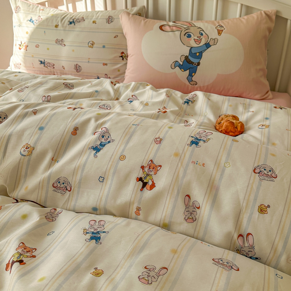 91家纺网 家纺一手货源 找家纺 桃喜 2026新款全棉混搭卡通印花学生三件套四件套 可爱小兔子