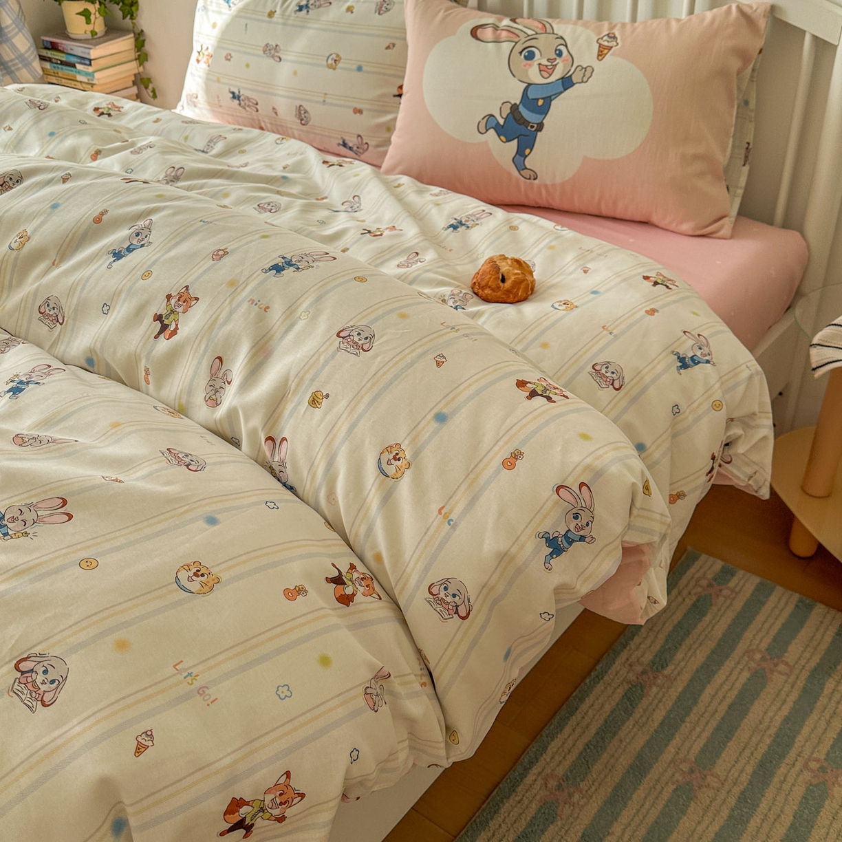 91家纺网 家纺一手货源 找家纺 桃喜 2026新款全棉混搭卡通印花学生三件套四件套 可爱小兔子