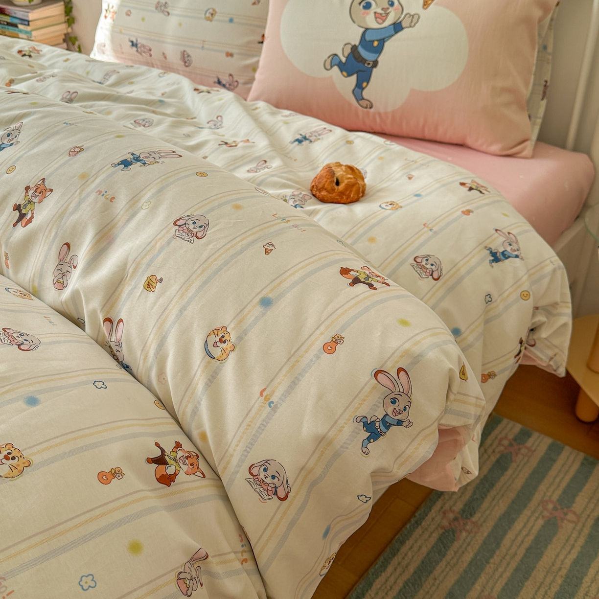 91家纺网 家纺一手货源 找家纺 桃喜 2026新款全棉混搭卡通印花学生三件套四件套 可爱小兔子