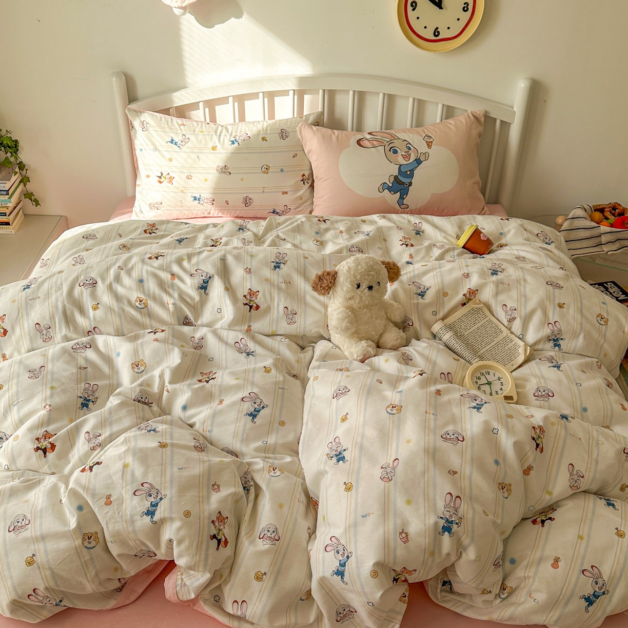 91家纺网 家纺一手货源 找家纺 桃喜 2026新款全棉混搭卡通印花学生三件套四件套 可爱小兔子