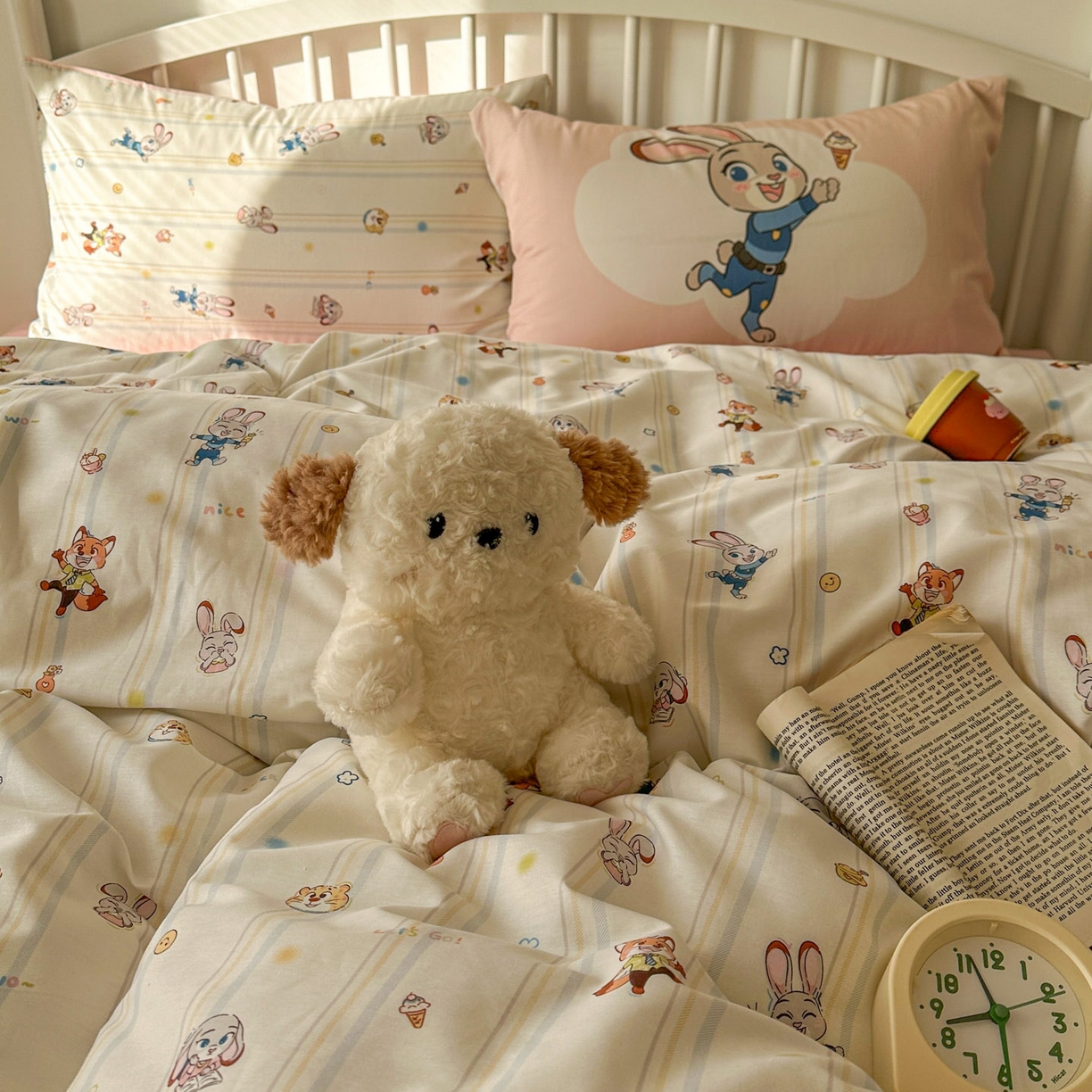 91家纺网 家纺一手货源 找家纺 桃喜 2026新款全棉混搭卡通印花学生三件套四件套 可爱小兔子