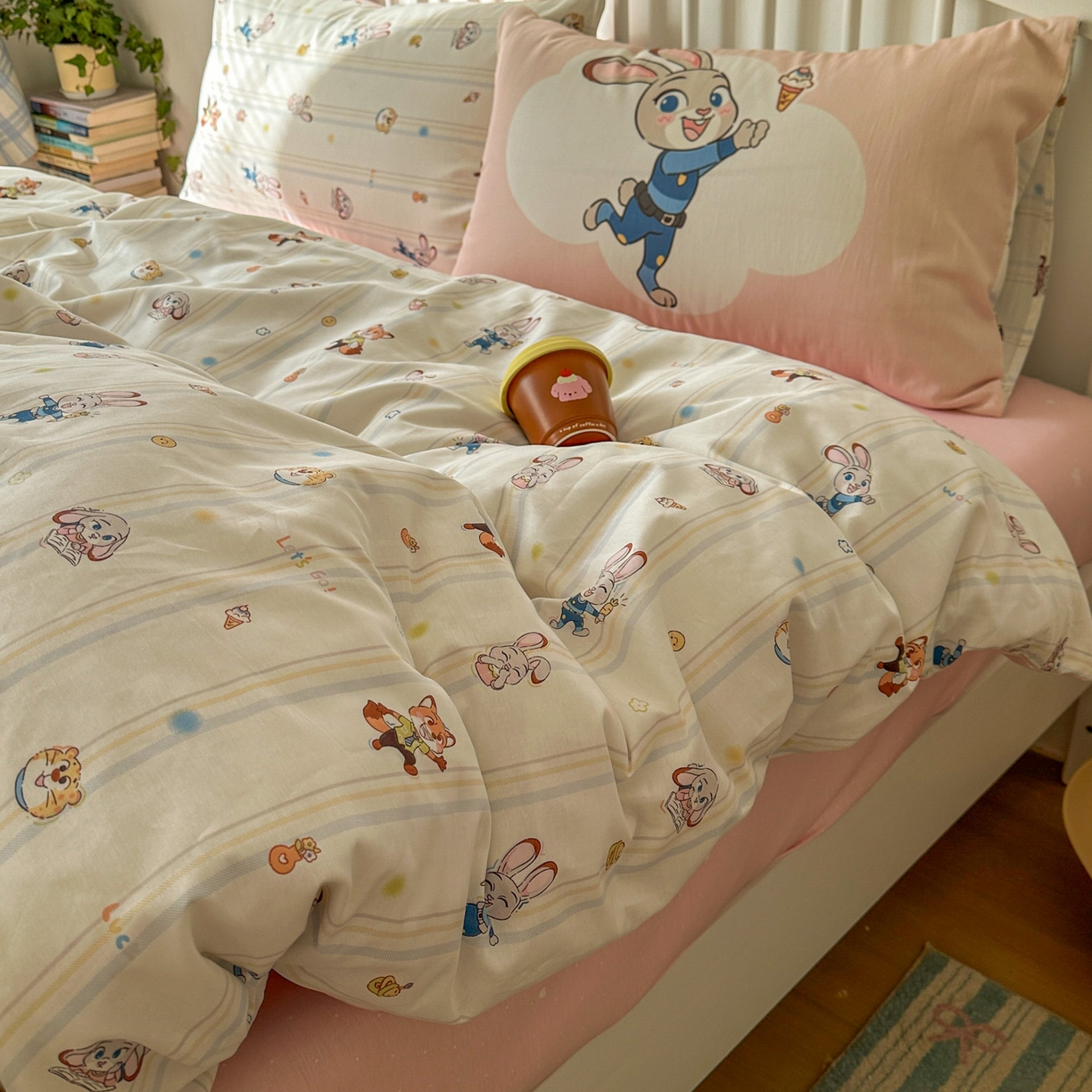 91家纺网 家纺一手货源 找家纺 桃喜 2026新款全棉混搭卡通印花学生三件套四件套 可爱小兔子