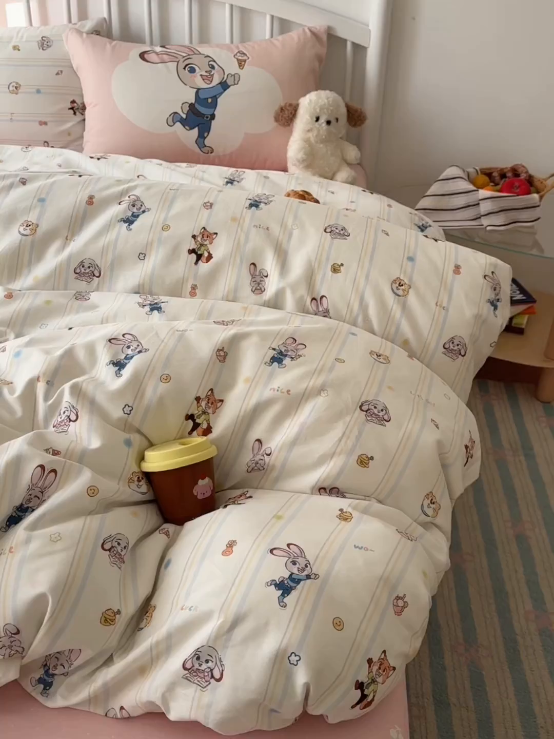 91家纺网 家纺一手货源 找家纺 桃喜 2026新款全棉混搭卡通印花学生三件套四件套 可爱小兔子