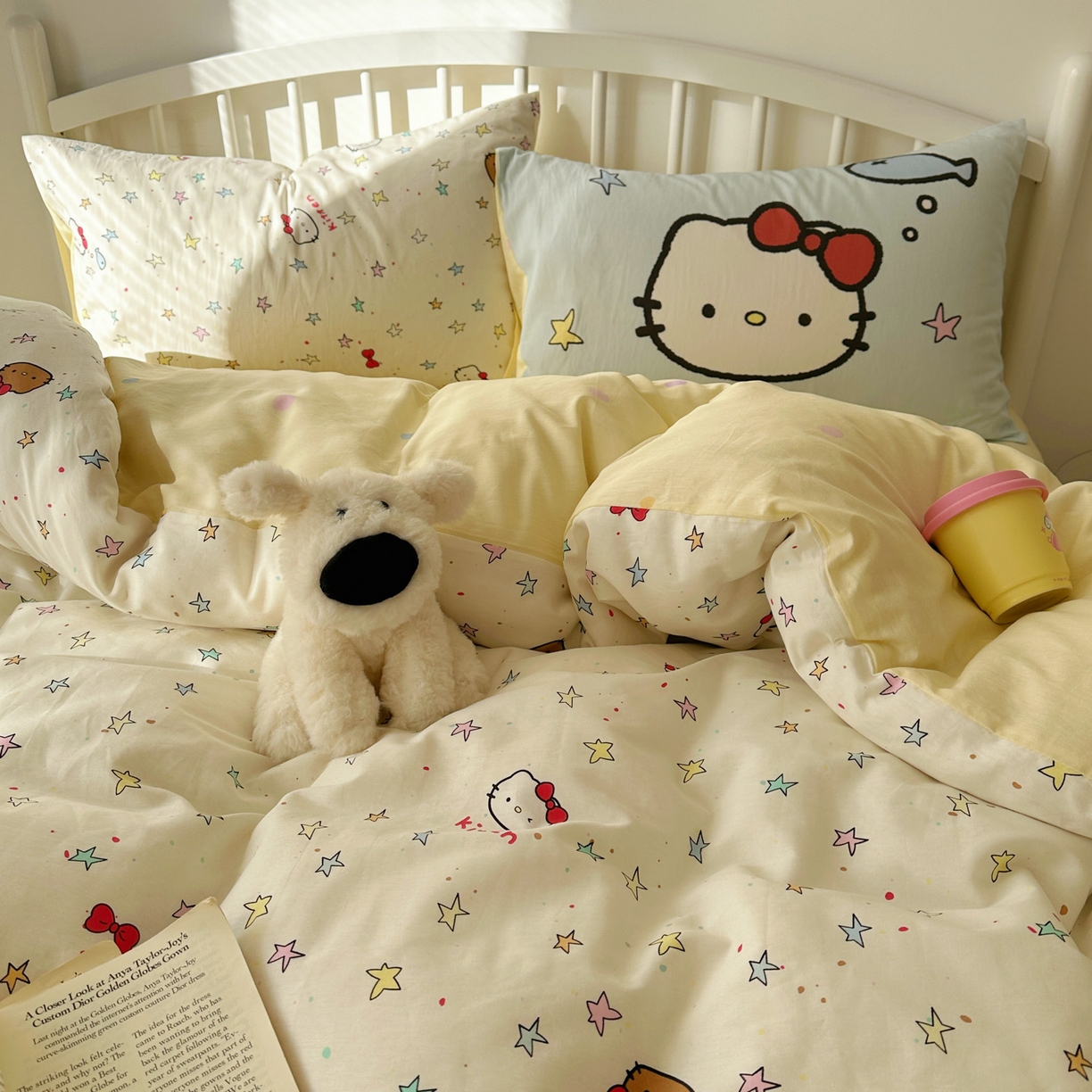 91家纺网 家纺一手货源 找家纺 桃喜 2026新款全棉混搭卡通印花学生三件套四件套 星星猫咪