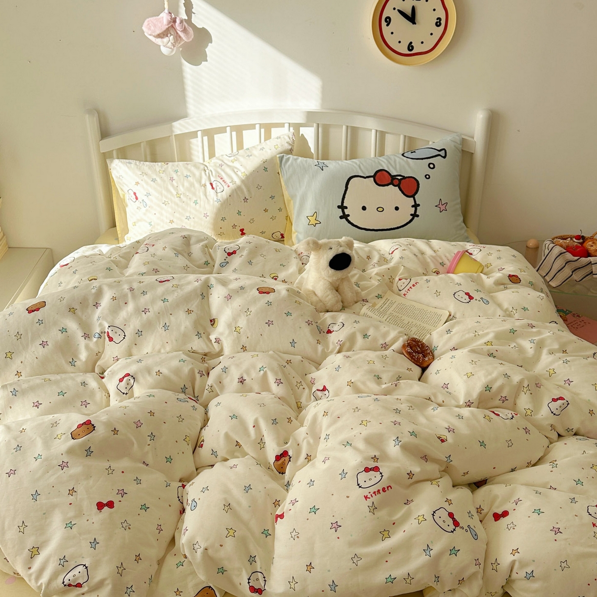 91家纺网 家纺一手货源 找家纺 桃喜 2026新款全棉混搭卡通印花学生三件套四件套 星星猫咪