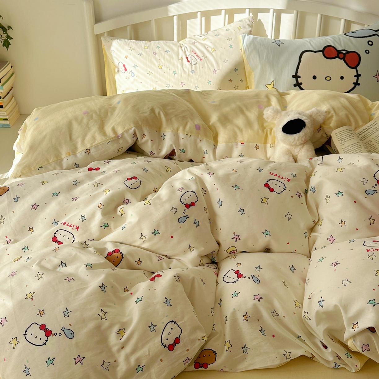 91家纺网 家纺一手货源 找家纺 桃喜 2026新款全棉混搭卡通印花学生三件套四件套 星星猫咪