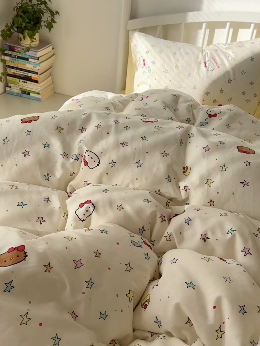 91家纺网 家纺一手货源 找家纺 桃喜 2026新款全棉混搭卡通印花学生三件套四件套 星星猫咪