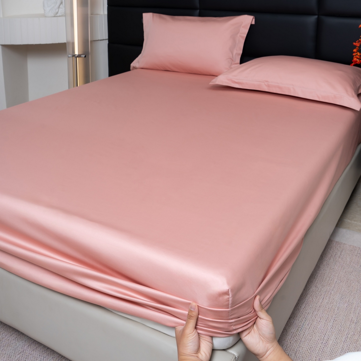 91家纺网 家纺一手货源 找家纺 凌云家纺 2026春夏新款A类100支长绒棉纯棉单床笠 床笠单件-提供买家秀 联系客服 豆沙粉