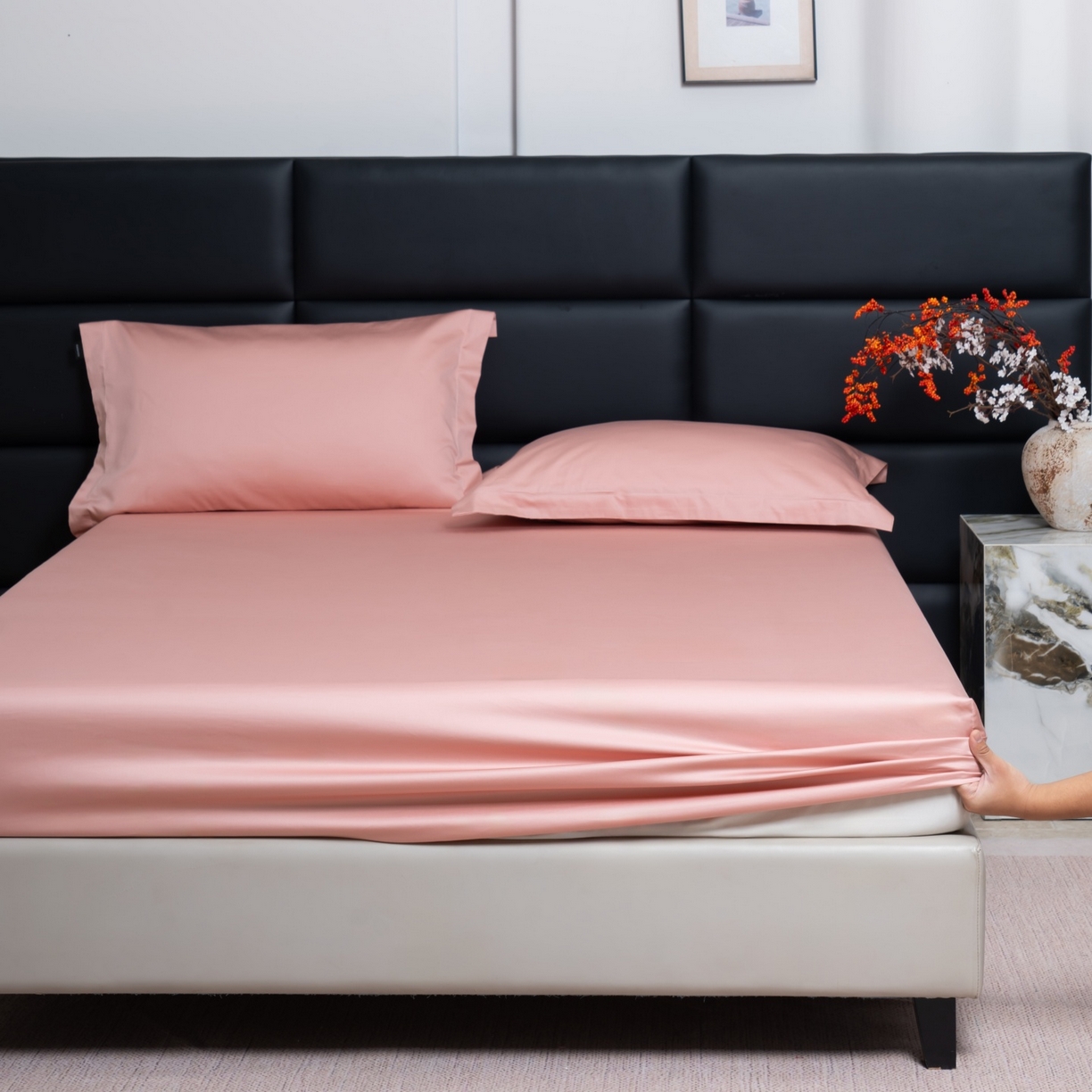 91家纺网 家纺一手货源 找家纺 凌云家纺 2026春夏新款A类100支长绒棉纯棉单床笠 床笠单件-提供买家秀 联系客服 豆沙粉