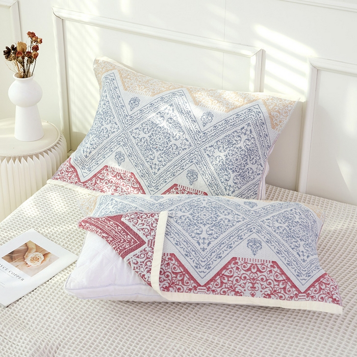 91家纺网 家纺一手货源 找家纺 朴尔家纺-毛巾被 2026新款彩棉国潮风全棉纯棉六层纱布枕巾 芳华-枕巾 52x78cm枕巾一对