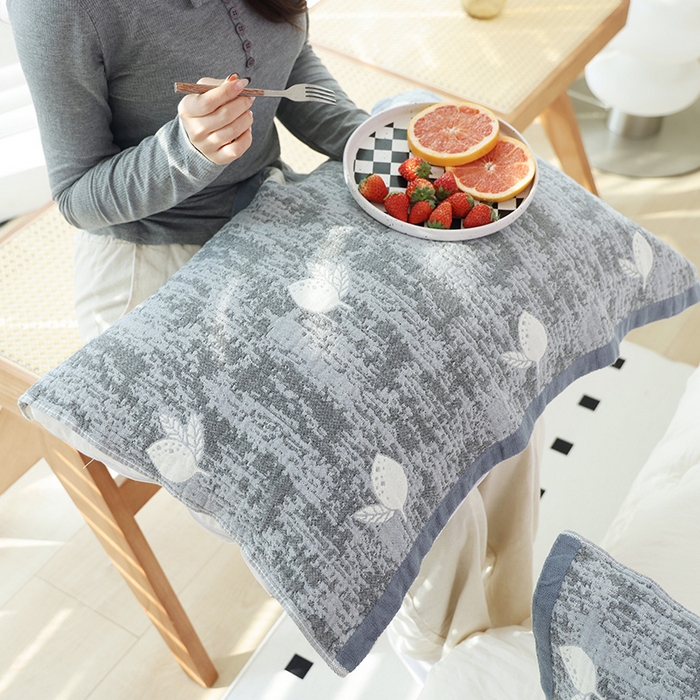 91家纺网 家纺一手货源 找家纺 朴尔家纺-毛巾被 2026新款彩棉国潮风全棉纯棉六层纱布枕巾 柠香-灰枕巾 52x78cm枕巾一对