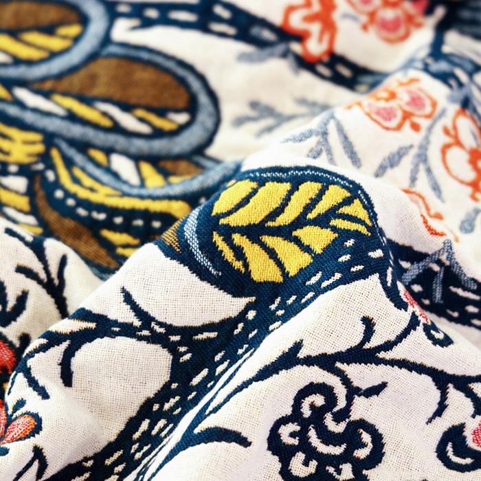 91家纺网 家纺一手货源 找家纺 朴尔家纺-毛巾被 2026新款彩棉国潮风全棉纯棉六层纱布枕巾 花田印象-枕巾 52x78cm枕巾一对