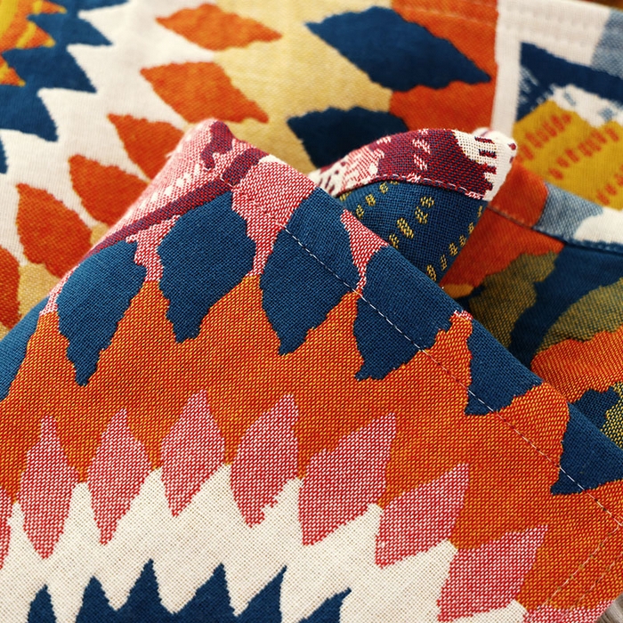 91家纺网 家纺一手货源 找家纺 朴尔家纺-毛巾被 2026新款彩棉国潮风全棉纯棉六层纱布枕巾 彩色星光-枕巾 52x78cm枕巾一对