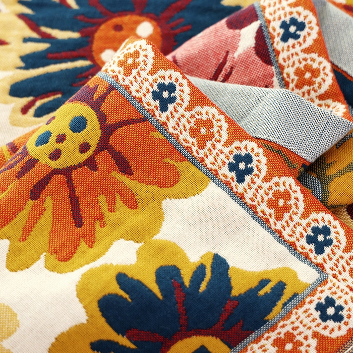 91家纺网 家纺一手货源 找家纺 朴尔家纺-毛巾被 2026新款彩棉国潮风全棉纯棉六层纱布枕巾 繁花朵朵-枕巾 52x78cm枕巾一对