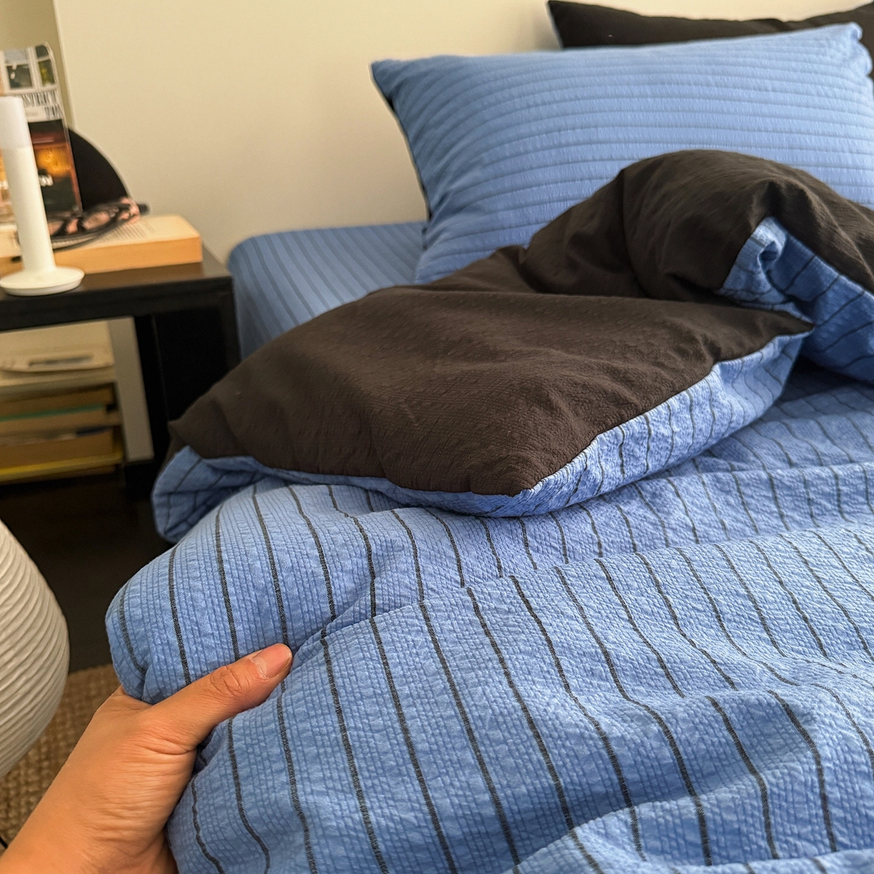 91家纺网 家纺一手货源 找家纺 （总）初念 2026春夏新款简约泡芙纱四件套