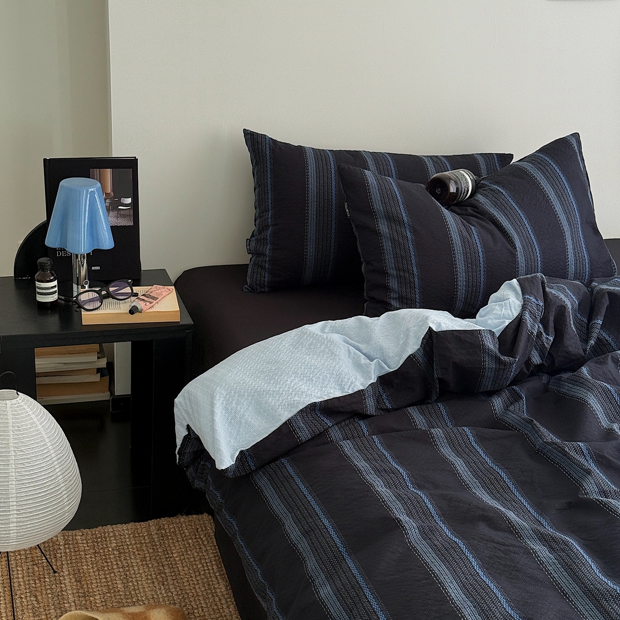 91家纺网 家纺一手货源 找家纺 初念 2026春夏新款简约泡芙纱四件套 鲸与海