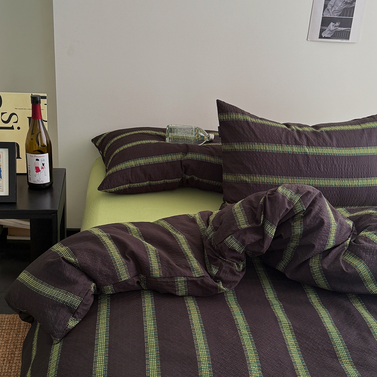 91家纺网 家纺一手货源 找家纺 初念 2026春夏新款简约泡芙纱四件套 一抹流光