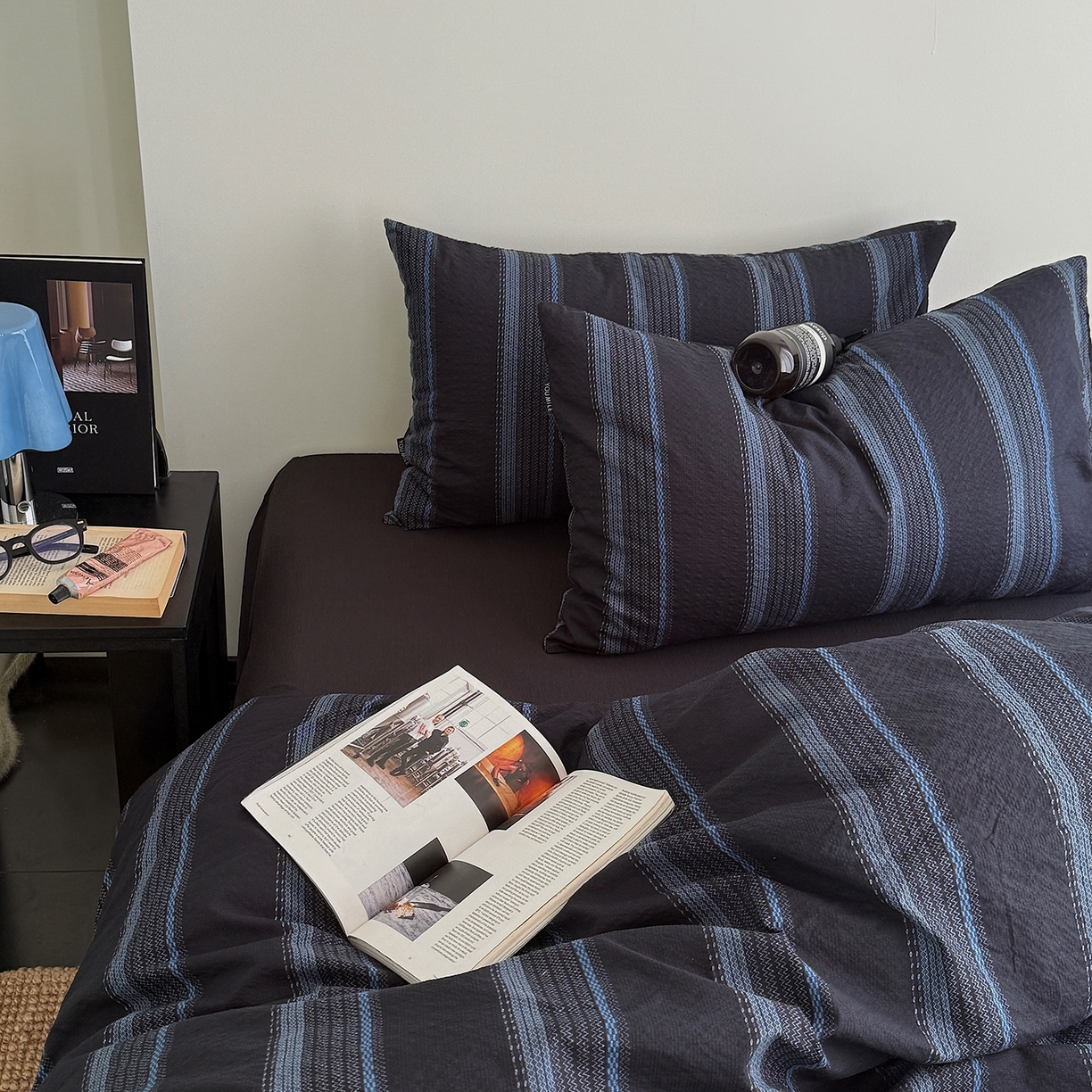 91家纺网 家纺一手货源 找家纺 初念 2026春夏新款简约泡芙纱四件套 鲸与海