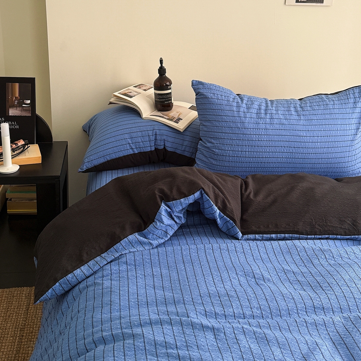 初念 2026春夏新款简约泡芙纱四件套 布鲁斯蓝