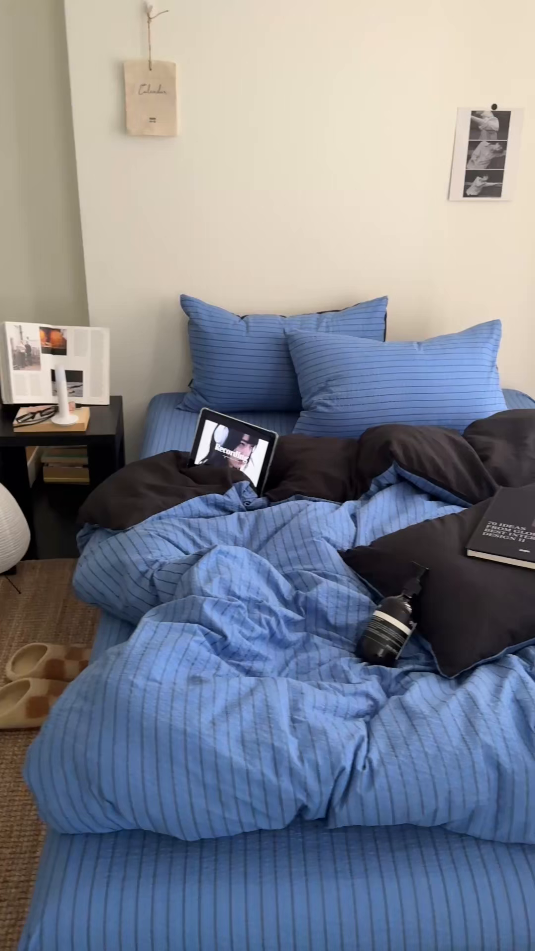 91家纺网 家纺一手货源 找家纺 初念 2026春夏新款简约泡芙纱四件套 布鲁斯蓝